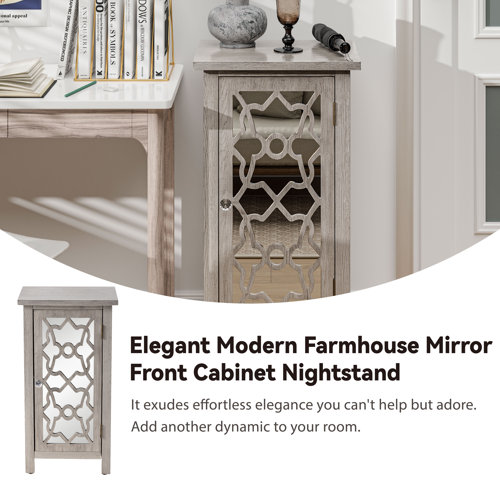 Red Barrel Studio® SXOVE Modern Farmhouse Nightstand with Mirror Front
